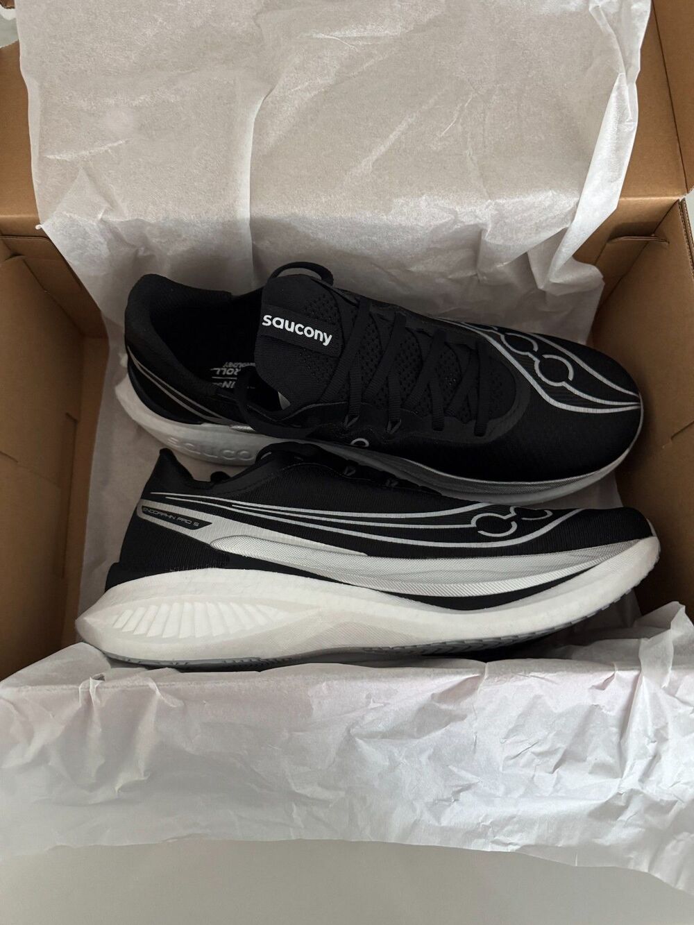 Saucony Endorphin Pro 5 Running Shoes Black Silver Men's Size 11 New